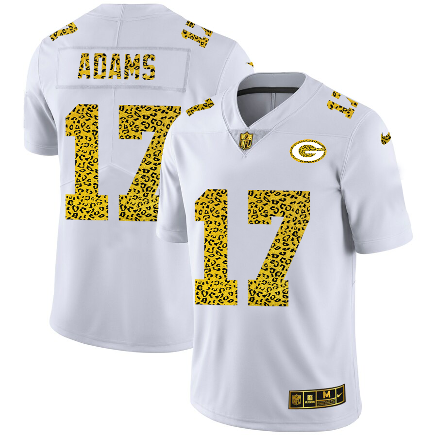 Green Bay Packers #17 Davante Adams Men Nike Flocked Leopard Print Vapor Limited NFL Jersey White->st.louis cardinals->MLB Jersey